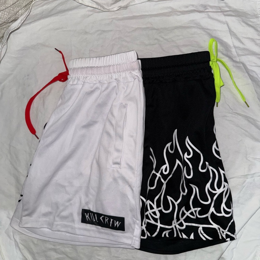 Kill Crew Black and White Flame Men's Shorts. Size Small.